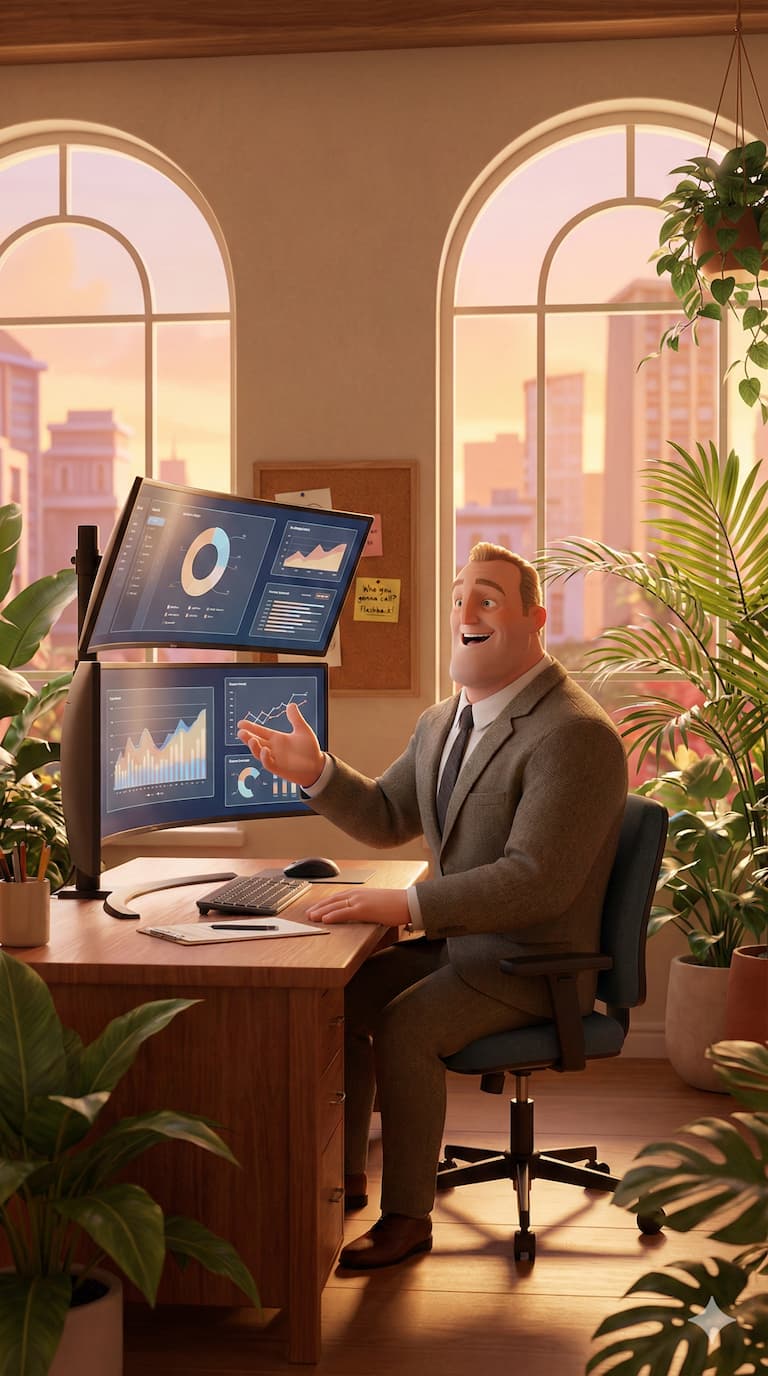 Happy person using phone